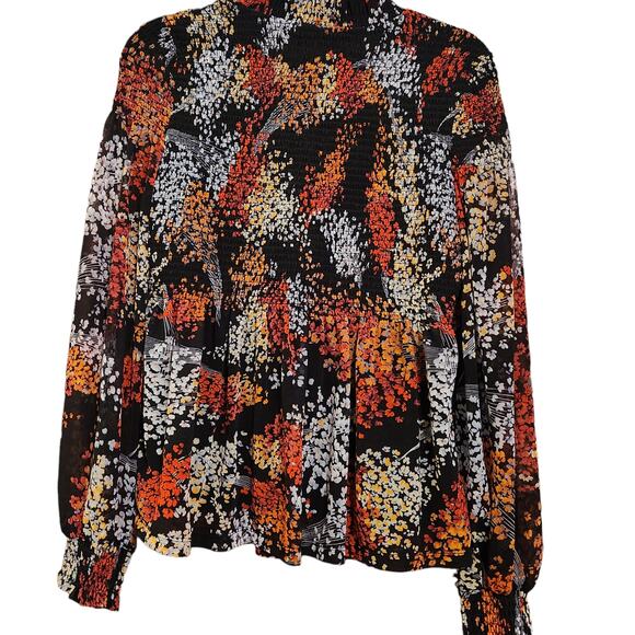 Anthropologie Akemi + Kin Andrea Smocked Floral Blouse Top, Puff Sleeves Small - Picture 3 of 14